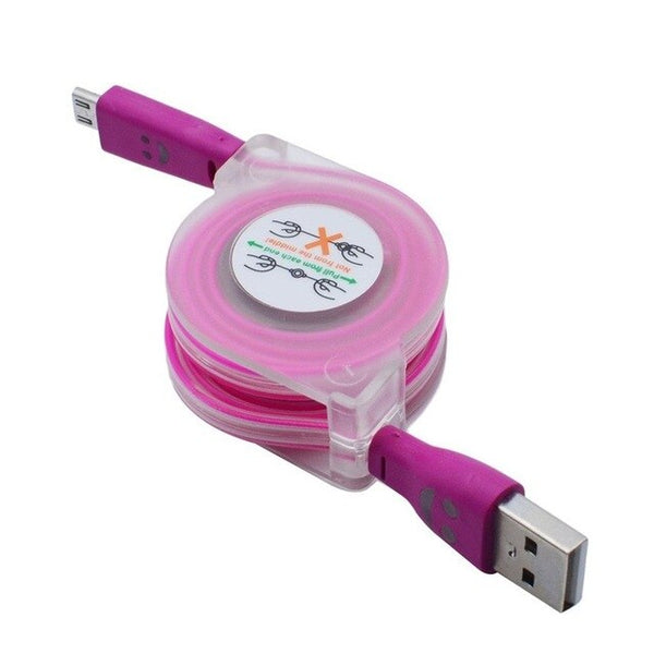 Hot Sale Retractable LED Light Micro USB Cable Luminous Replacment for Android Port Data Cable Phone Charger