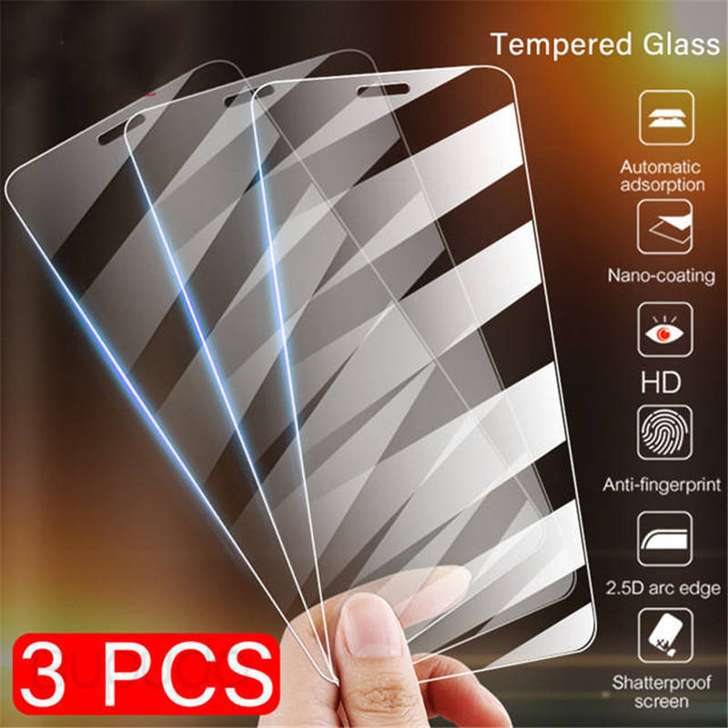 3Pcs Full Cover Glass on the For  iPhone X XS Max XR Tempered Glass For iPhone 7 8 6 6s Plus 5 5S SE Screen Protector Film