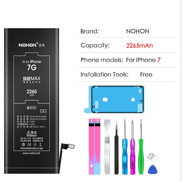 NOHON Lithium Battery For Apple iPhone 6S 6 7 5S 5 Replacement Batteries Internal Phone Bateria 2060mAh 2265mAh + Free Tools