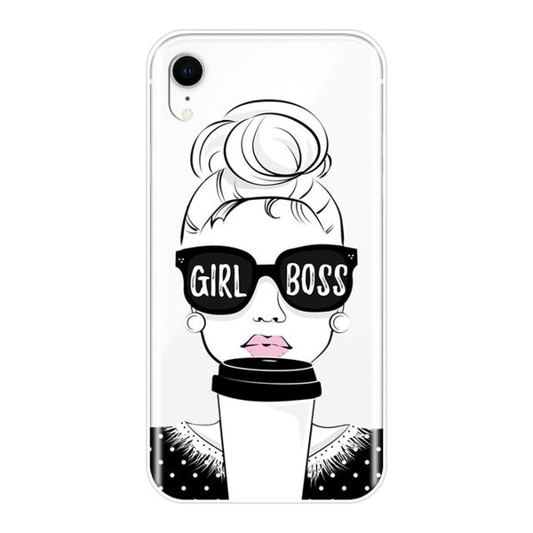 Phone Case For iPhone X XR XS MAX 8 7 6S 6 S Soft Silicone Girl Boss Pink Women Cartoon Back Cover For iPhone 8 7 6S 6 S Plus