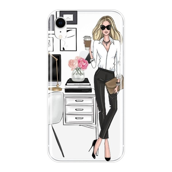 Phone Case For iPhone X XR XS MAX 8 7 6S 6 S Soft Silicone Girl Boss Pink Women Cartoon Back Cover For iPhone 8 7 6S 6 S Plus