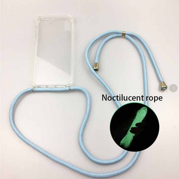 Transparent Soft TPU Cell Phone Case With Lanyard Necklace Shoulder Neck Strap Rope Cord for iphone 6 7 8 plus x xs xr xs max