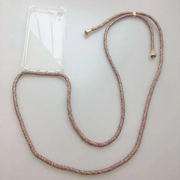 Transparent Soft TPU Cell Phone Case With Lanyard Necklace Shoulder Neck Strap Rope Cord for iphone 6 7 8 plus x xs xr xs max