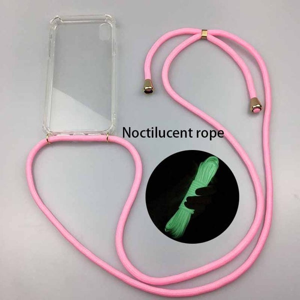 Transparent Soft TPU Cell Phone Case With Lanyard Necklace Shoulder Neck Strap Rope Cord for iphone 6 7 8 plus x xs xr xs max