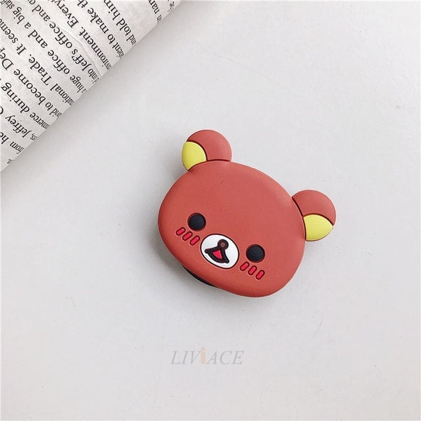 3D cartoon fold finger grip mobile phone holder for iphone samsung xiaomi huawei case cute silicone holder stand bracket