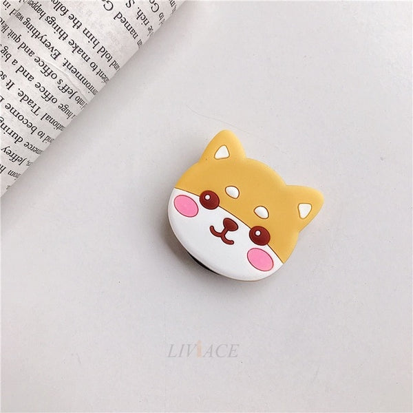 3D cartoon fold finger grip mobile phone holder for iphone samsung xiaomi huawei case cute silicone holder stand bracket