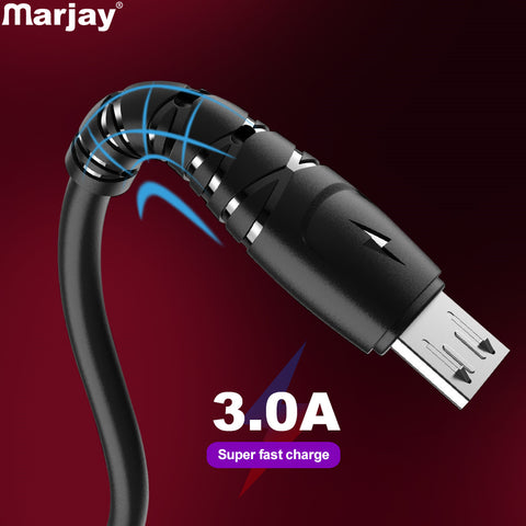 Marjay Micro USB Cable 3A Fast Charging Data Charger USB Cable For Samsung S7 Xiaomi Huawei LG Android Microusb Mobile Phone