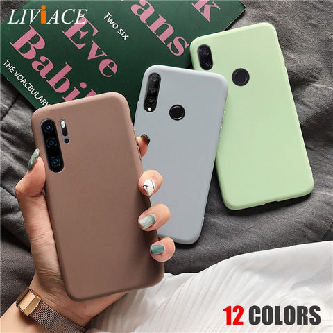 matte silicone phone case on for huawei P smart plus p20 p30 p8 p9 p10 lite 2017 2018 2019 candy color soft tpu back cover funda