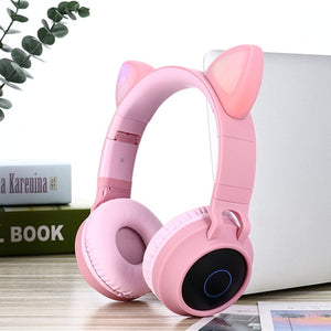 New Arrival LED Cat Ear Noise Cancelling Headphones Bluetooth 5.0 Young People Kids Headset Support TF Card 3.5mm Plug With Mic