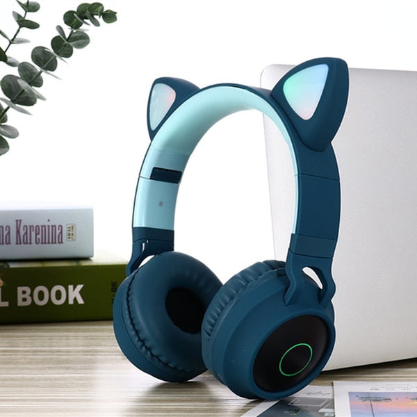 New Arrival LED Cat Ear Noise Cancelling Headphones Bluetooth 5.0 Young People Kids Headset Support TF Card 3.5mm Plug With Mic