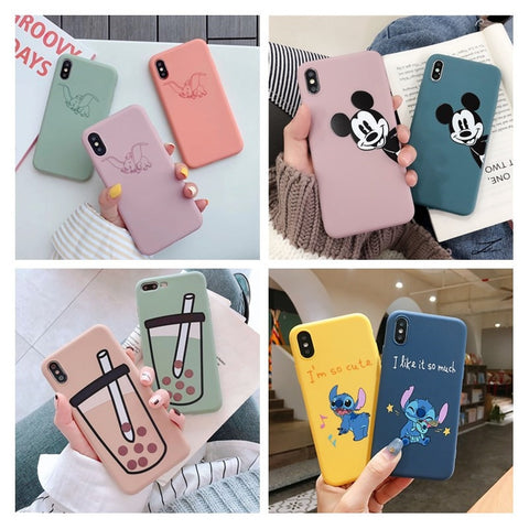 Phone Case For iPhone 6 6s 7 8 Plus X XR XS Max Cute Cartoon Mickey Stitch Love Heart Soft TPU For iPhone 5 5S SE Cover