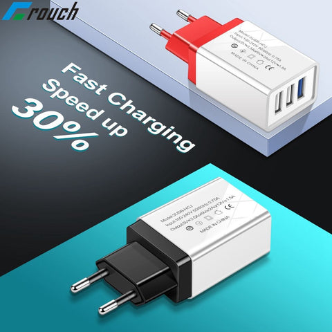 Crouch 5V2A 3U USB Charger EU US Adapter traverl charger charging for apple iphone samsung xiaomi huawei charger micro usb cable