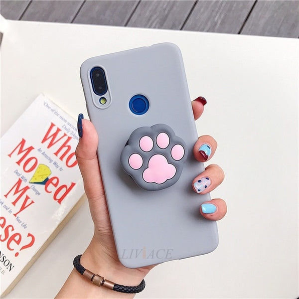 3D silicone cartoon phone holder case for iphone x xr xs max 6 7 8 plus 6s 5s se cute stand back cover coque fundas