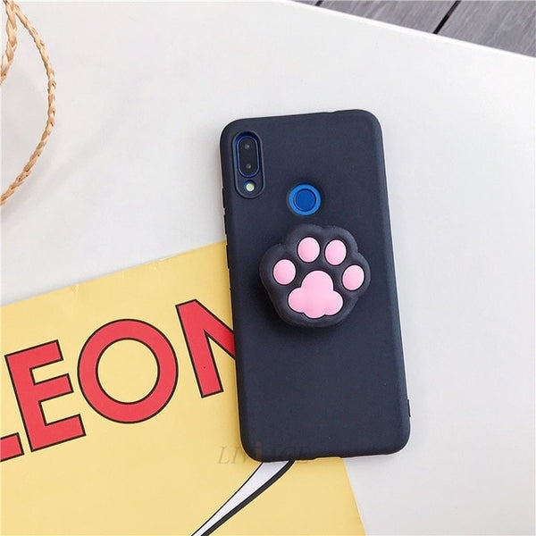 3D silicone cartoon phone holder case for iphone x xr xs max 6 7 8 plus 6s 5s se cute stand back cover coque fundas