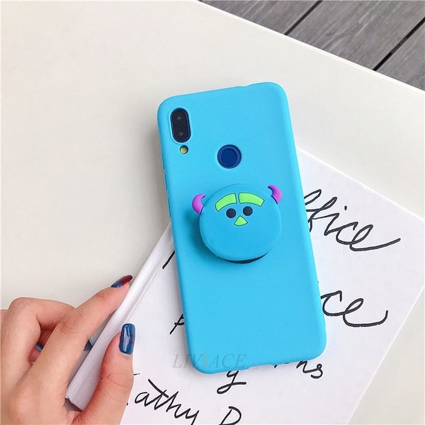 3D silicone cartoon phone holder case for iphone x xr xs max 6 7 8 plus 6s 5s se cute stand back cover coque fundas