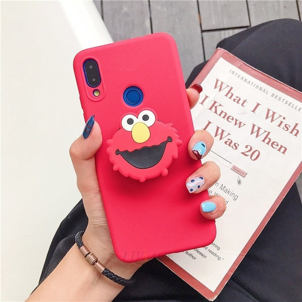 3D silicone cartoon phone holder case for iphone x xr xs max 6 7 8 plus 6s 5s se cute stand back cover coque fundas