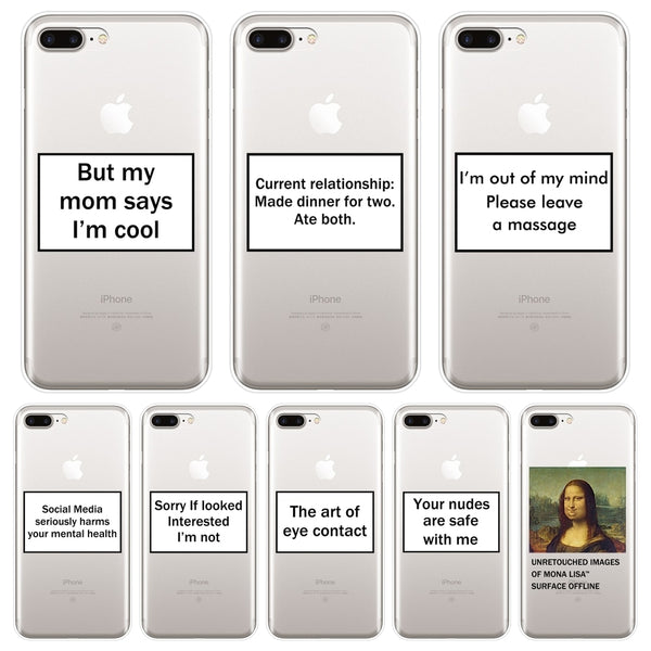 TPU Phone Case Silicone For Apple iPhone 6 S 6S 7 8 X XR XS Max Funny Quote Text Mona Soft Back Cover For iPhone 8 7 6S 6 S Plus