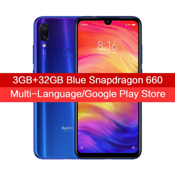 Global Version Xiaomi Redmi Note 7 3GB 32GB Mobile Phones Snapdragon 660 48MP+13MP Dual Camera 6.3'' Full Screen 4000mAh CE FCC