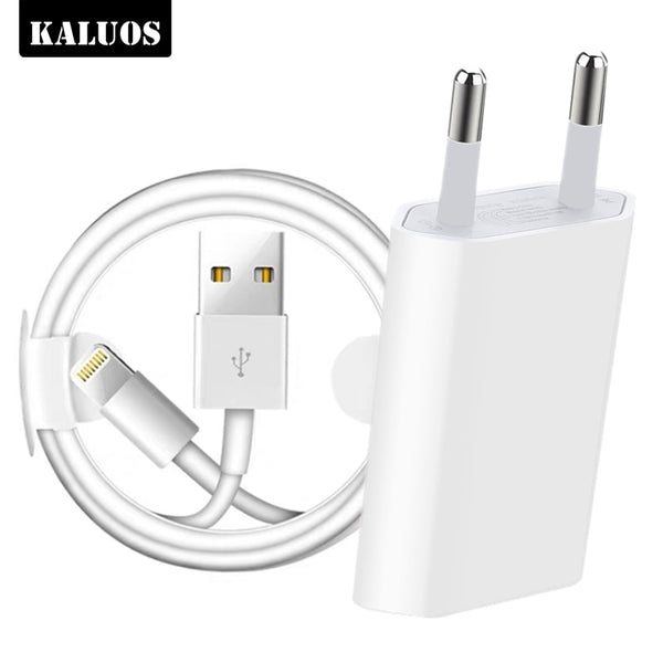 Kit 1m 2m 3m USB Charging Cable + EU Plug USB Charger for iPhone 6 6S 7 8 Plus X XS MAX XR 5 5S 5C SE Phone Wall Chargers Cables