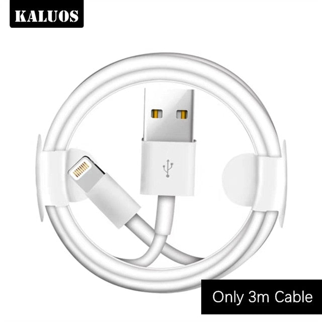 Kit 1m 2m 3m USB Charging Cable + EU Plug USB Charger for iPhone 6 6S 7 8 Plus X XS MAX XR 5 5S 5C SE Phone Wall Chargers Cables