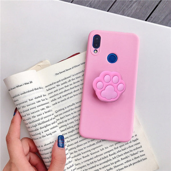 3D silicone cartoon phone holder case for iphone x xr xs max 6 7 8 plus 6s 5s se cute stand back cover coque fundas