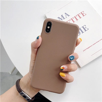 Luxury Soft Back Matte Color Cases for iPhone 7 plus 8 6 6s X XS max XR 5 5s SE Case Shockproof TPU Silicone Back Cover Capa