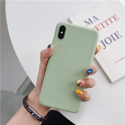 Luxury Soft Back Matte Color Cases for iPhone 7 plus 8 6 6s X XS max XR 5 5s SE Case Shockproof TPU Silicone Back Cover Capa