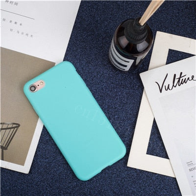 Luxury Soft Back Matte Color Cases for iPhone 7 plus 8 6 6s X XS max XR 5 5s SE Case Shockproof TPU Silicone Back Cover Capa