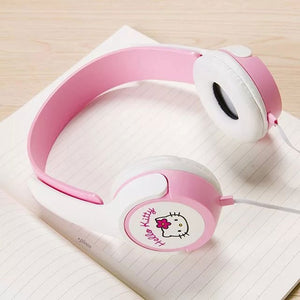 Kids Cute Cartoon Headphones for Children Girls Adjustable Over Ear Hello Kitty Headsets for iPad Cellphones Computer MP3/4 Pink