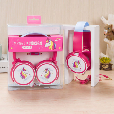 Colorful Unicorn Wired Headphones Children Music Stereo Headsets 3.5mm Headphone For Sony Samsung Christmas Gift Earphone