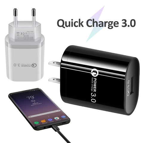 QC 3.0 USB charger Single Port Fast Charge Mobile Phone Charger USB Travel Charger Smart Tablet Charging Head for iPhone X XS XR