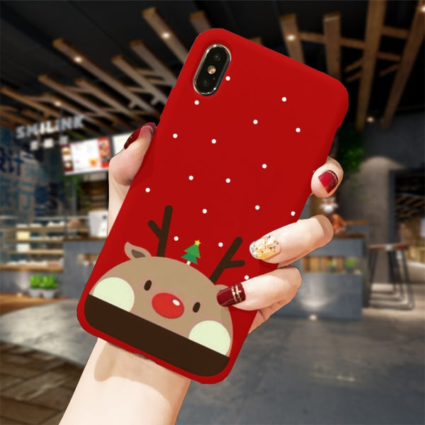 Phone Case For iPhone XS 11Pro Max XR X 10 8 7 6 6S Plus Case Soft TPU Back Cover Christmas New Year Gift Capa Fundas Sika deer