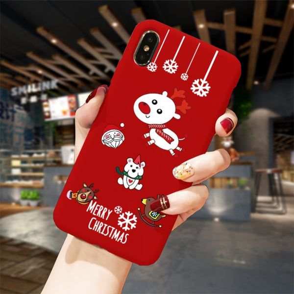 Phone Case For iPhone XS 11Pro Max XR X 10 8 7 6 6S Plus Case Soft TPU Back Cover Christmas New Year Gift Capa Fundas Sika deer