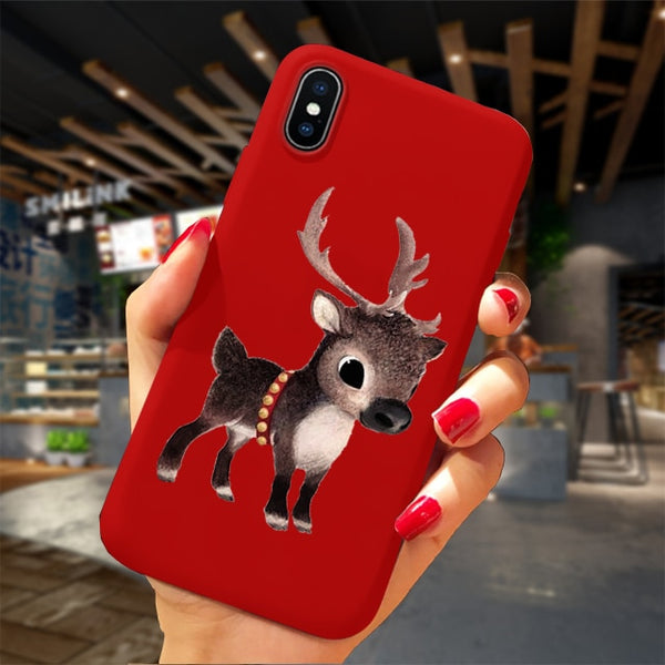 Phone Case For iPhone XS 11Pro Max XR X 10 8 7 6 6S Plus Case Soft TPU Back Cover Christmas New Year Gift Capa Fundas Sika deer