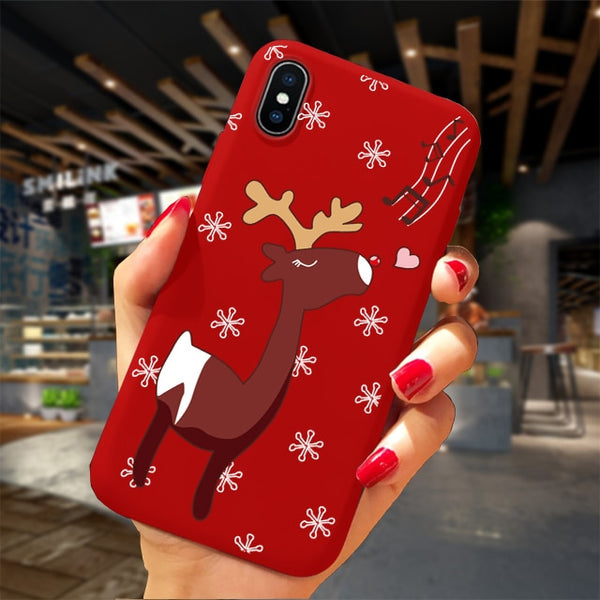 Phone Case For iPhone XS 11Pro Max XR X 10 8 7 6 6S Plus Case Soft TPU Back Cover Christmas New Year Gift Capa Fundas Sika deer