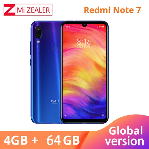 Global Version White Xiaomi Redmi Note 7 4GB RAM 64GB ROM 5V 2A QC charge Mobile Phone Snapdragon 660 4000mah 48MP Xiomi Camera