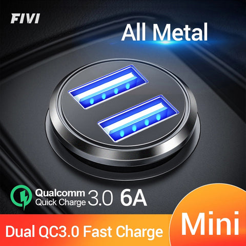 FIVI Car Charger for mobile phone quick charge 3.0  USB Charger for iphone 11 pro Samsung huawei xiaomi mini car chargeAll Metal