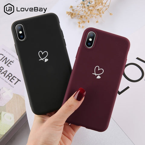 Lovebay Colorful Love Heart Case For iPhone 6 6S 7 8 Plus 11 Pro X XR XS Max 5 5s SE Candy Color Phone Case Soft TPU Back Cover