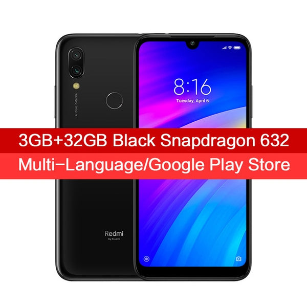 Global Version Xiaomi Redmi 7 3GB 32GB Mobile Phone Snapdragon 632 Octa Core 12MP AI Dual Camera 6.26" HD Screen 4000mAh CE FCC