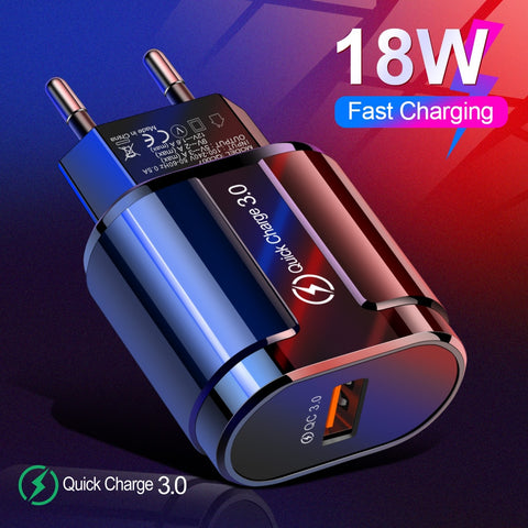 Quick Charge 3.0 18W QC 3.0 4.0 Fast charger USB portable Charging Mobile Phone Charger For iPhone 7 8 Plus X XR XS Max Samsung