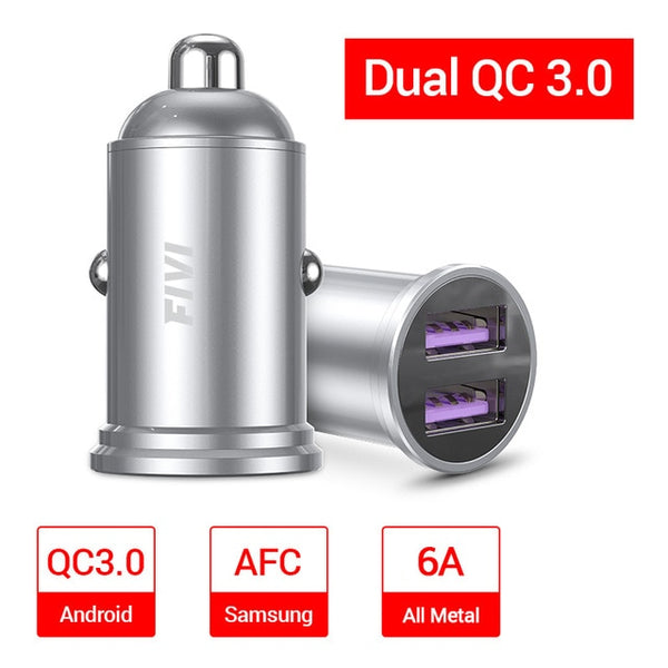 FIVI Car Charger for mobile phone quick charge 3.0  USB Charger for iphone 11 pro Samsung huawei xiaomi mini car chargeAll Metal