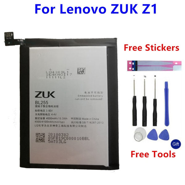 New 100% Original Battery for Lenovo Zuk BL263 Z2 PRO / BL255 Z1 / BL268  Z2 Z2131 Cell Phone Battery +Gift Tools+Stickers