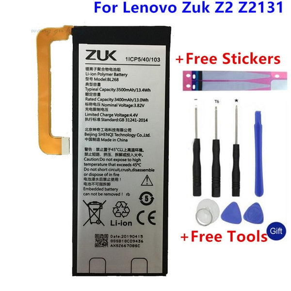 New 100% Original Battery for Lenovo Zuk BL263 Z2 PRO / BL255 Z1 / BL268  Z2 Z2131 Cell Phone Battery +Gift Tools+Stickers