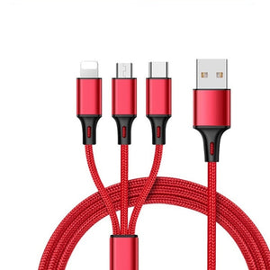 3 in 1 Data line Data Cable Three-in-one Fast charge Android Type-C Multi-function A drag three Data Mobile phone charging cable