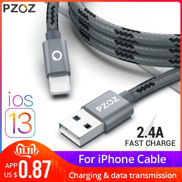 PZOZ usb cable for iphone cable 11 pro max Xs Xr X 8 7 6 plus 6s 5 s plus ipad mini 4 fast charging cables mobile phone charger