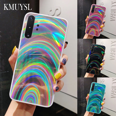 Rainbow Mirror Glossy Case For Samsung Case A30S A20 A50 A70 J8 J6 A6 A7 A9 2018 S8 S9 S10 Note 8 9 10 Plus S10E Cover Shell