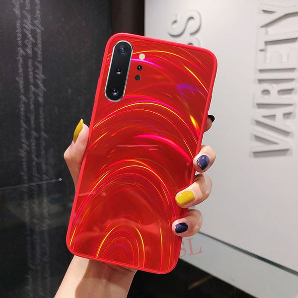 Rainbow Mirror Glossy Case For Samsung Case A30S A20 A50 A70 J8 J6 A6 A7 A9 2018 S8 S9 S10 Note 8 9 10 Plus S10E Cover Shell