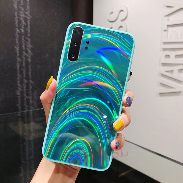 Rainbow Mirror Glossy Case For Samsung Case A30S A20 A50 A70 J8 J6 A6 A7 A9 2018 S8 S9 S10 Note 8 9 10 Plus S10E Cover Shell