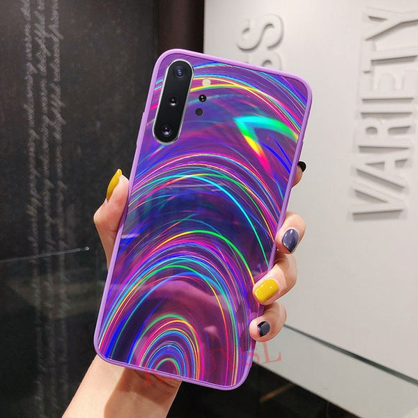 Rainbow Mirror Glossy Case For Samsung Case A30S A20 A50 A70 J8 J6 A6 A7 A9 2018 S8 S9 S10 Note 8 9 10 Plus S10E Cover Shell