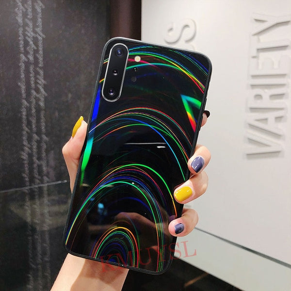 Rainbow Mirror Glossy Case For Samsung Case A30S A20 A50 A70 J8 J6 A6 A7 A9 2018 S8 S9 S10 Note 8 9 10 Plus S10E Cover Shell